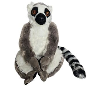 Wild Republic Cuddlekins Ringtail Lemur Plush 12" Gray White Black Realistic Zoo